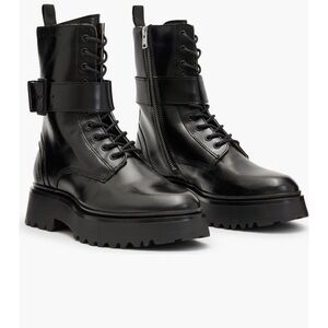 AllSaints Black Leather Combat Boots